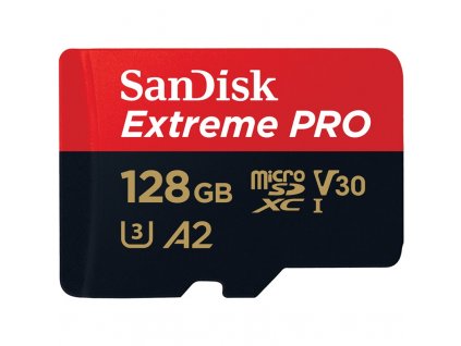 Paměťová karta SanDisk Micro SDXC Extreme Pro 128GB UHS-I U3 (200R/90W) + adaptér