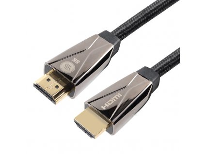 Kabel GoGEN HDMI 2.1 / 8K UHD, 1m, pozlacený, opletený, černý