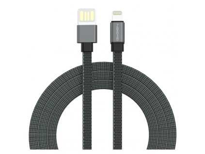 Kabel GoGEN USB-A / Lightning, 1m, oboustranný, plochý, šedý