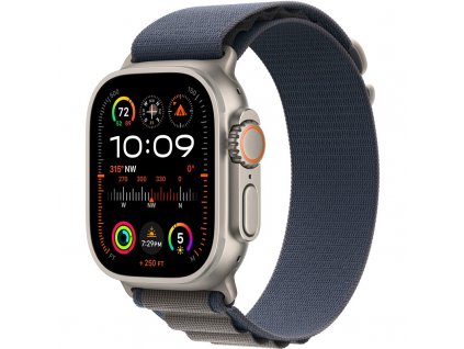 Chytré hodinky Apple Watch Ultra 2 GPS + Cellular, 49mm pouzdro z titanu - modrý alpský tah - L