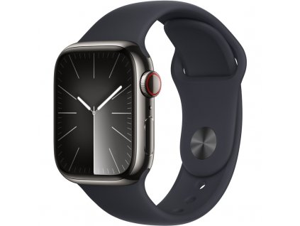 Chytré hodinky Apple Watch Series 9 GPS + Cellular 41mm pouzdro z grafitově šedé nerezové oceli - M/L temně inkoustový sportovní řemínek