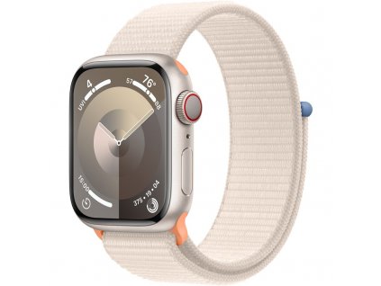 Chytré hodinky Apple Watch Series 9 GPS + Cellular 45mm pouzdro z hvezdně bílého hliníku - hvězdně bílý provlékací sportovní řemínek