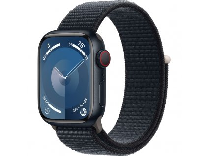 Chytré hodinky Apple Watch Series 9 GPS + Cellular 45mm pouzdro z temně inkoustového hliníku - temně inkoustový provlékací sportovní řemínek