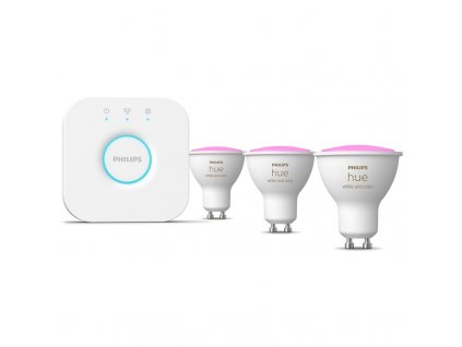 Startovací sada Philips Hue 5,7W, GU10, White and Color Ambiance, 3ks + Bridge