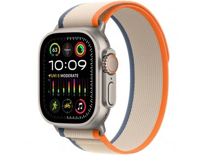 Chytré hodinky Apple Watch Ultra 2 GPS + Cellular, 49mm pouzdro z titanu - oranžovo-béžový trailový tah - S/M