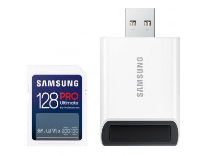 Paměťová karta Samsung SDXC PRO Ultimate 128GB (200R/130W) + USB adaptér