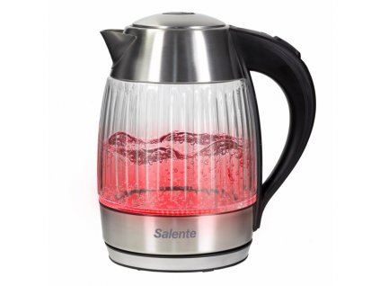 Rychlovarná konvice Salente StripeGlass-RD 1,8 l, nerez/sklo