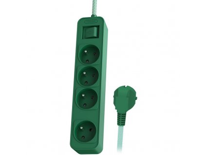 Kabel prodlužovací Philips 4x zásuvka, s vypínačem, 1,5 m - zelený