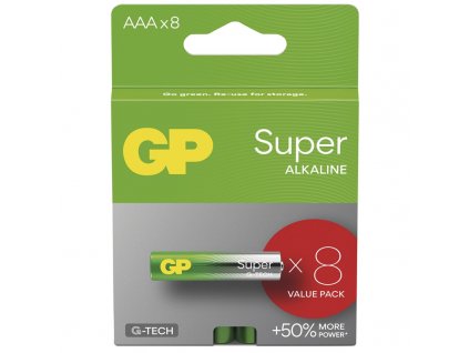 Baterie alkalická GP Super AAA (LR03), 8 ks