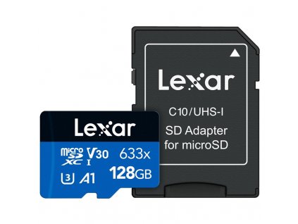 Paměťová karta Lexar 633x microSDXC 128GB UHS-I (100R/45W) C10 A1 V30 U3 + adaptér