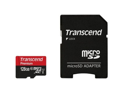 Paměťová karta Transcend MicroSDXC Premium 128GB UHS-I U1 (90R/45W) + adaptér