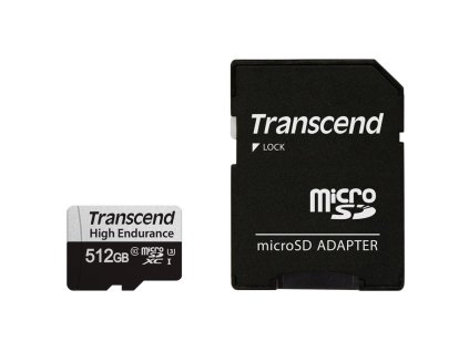 Paměťová karta Transcend MicroSDXC High Endurance 512GB UHS-I U1 (95R/45W) + adaptér