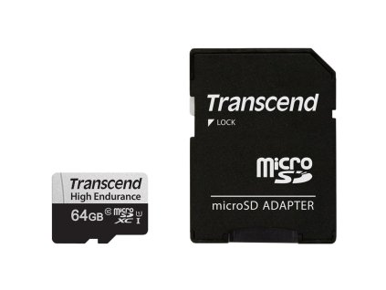 Paměťová karta Transcend MicroSDXC High Endurance 64GB UHS-I U1 (95R/45W) + adaptér