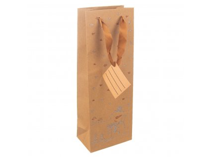 Papírová dárková taška na víno Orion sněhulák 13x8,5x35,5 cm