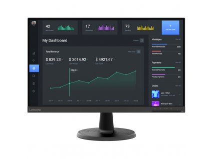 Monitor Lenovo D24-40 23.8",LED podsvícení, VA panel, 4ms, 3000: 1, 250cd/m2, 1920 x 1080 Full HD, - černý