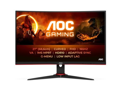 Monitor AOC CQ27G2S 27",LED podsvícení, VA panel, 1ms, 4000: 1, 2560 x 1440 WQHD, - černý