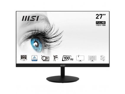 Monitor MSI Pro MP271A 27",LED podsvícení, IPS panel, 1ms, 1000: 1, 300cd/m2, 1920 x 1080 Full HD, - černý