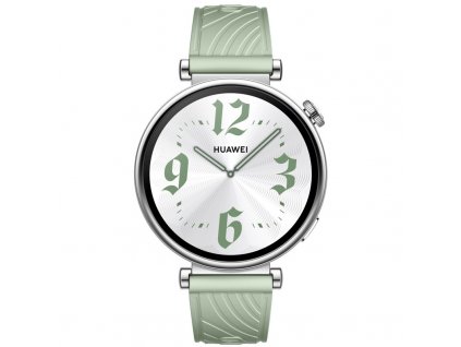 Chytré hodinky Huawei Watch GT 4 41 mm - Silver + Green Fluoroelastomer Strap