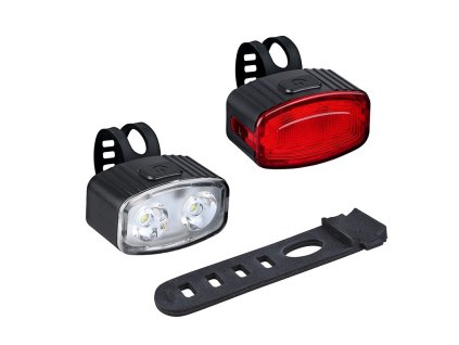 Svítilna Solight WN47, Set nabíjecích cyklo svítilen, 160lm přední, zadní červená, Li-Ion, USB - černá