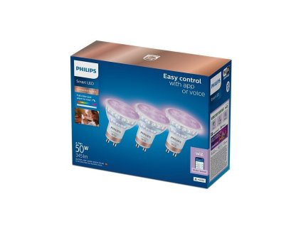 Chytrá žárovka Philips Smart LED 4,7W, GU10, RGB, 3ks