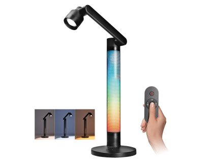 Stolní LED lampička Solight WO67 s RGB podsvícením, 10W, 600lm, dálkový ovladač - černá