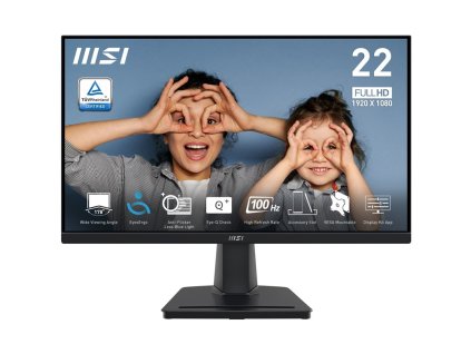 Monitor MSI PRO MP225V 21.5",LED podsvícení, VA panel, 1ms, 4000: 1, 300cd/m2, 1920 × 1080 Full HD, - černý