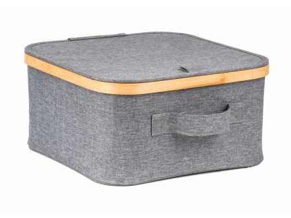 Úložný box G21 30 x 30 x 15 cm, bambusový s víkem, šedý