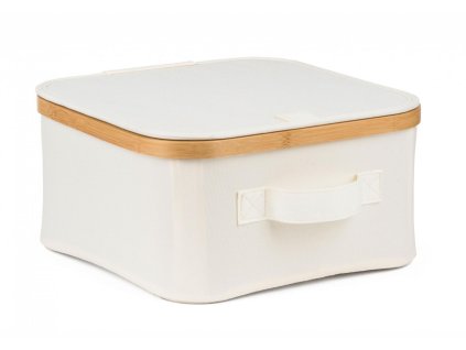 Úložný box G21 30 x 30 x 15 cm, bambusový s víkem, béžový