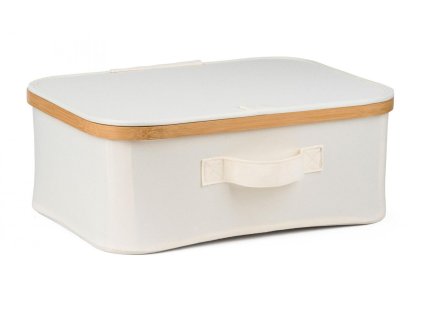 Úložný box G21 40 x 30 x 15 cm, bambusový s víkem, béžový