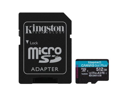 Paměťová karta Kingston Canvas Go! Plus MicroSDXC 512GB U3 UHS-I (200R/160W) + adaptér
