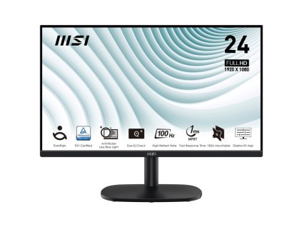 Monitor MSI PRO MP245V 23.8",LED podsvícení, VA panel, 1ms, 4000: 1, 300cd/m2, 1920 × 1080 Full HD, - černý