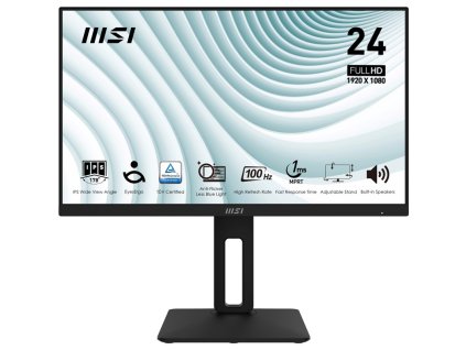 Monitor MSI PRO MP242AP 23.8",LED podsvícení, IPS panel, 1ms, 1000: 1, 300cd/m2, 1920 × 1080 Full HD, - černý