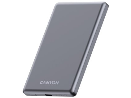 Powerbank HP-online Canyon OnPower 505 Slim MagSafe PD20W 5000 mAh - šedá