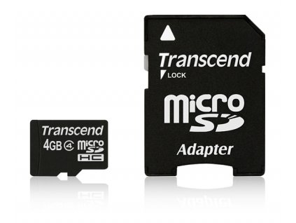 Paměťová karta Transcend MicroSDHC 4GB Class4 + adapter