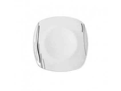 Porcelánový dezertní talíř hranatý Line, 18,5 x 18,5 cm.