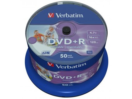 Disk Verbatim DVD+R 4,7GB, 16x, Printable, 50cake