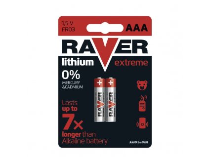 Baterie lithiová Raver AAA, LR03, blistr 2ks