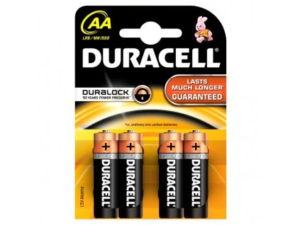 Baterie alkalická Duracell Basic AA, LR06, 1.5V, blistr 4ks