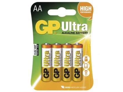Baterie alkalická GP Ultra AA, LR06, blistr 4ks