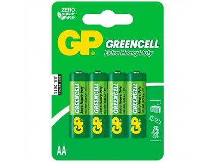 Baterie zinkochloridová GP Greencell AA, R06, blistr 4ks