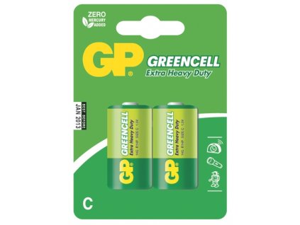 Baterie zinkochloridová GP Greencell C, R14, blistr 2ks