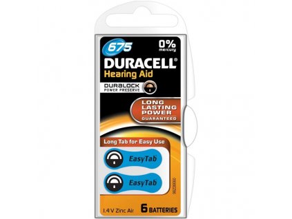 Baterie do naslouchadel Duracell Hearing Aid 675, PR44, 1.45V, blistr 6ks