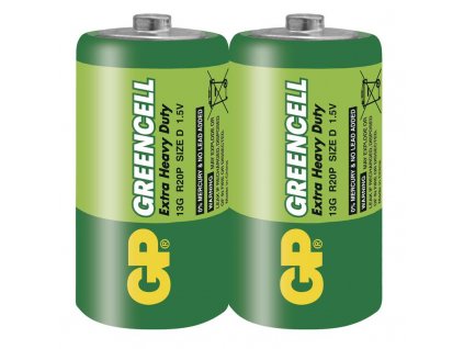 Baterie zinkochloridová GP Greencell D, R20, fólie 2ks