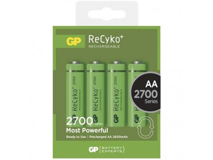 Baterie nabíjecí GP ReCyko+ AA, HR06, 2700mAh, Ni-MH, krabička 4ks