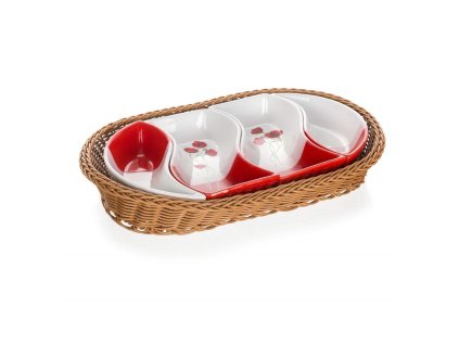 Keramické misky v košíku RED POPPY 30,5 cm