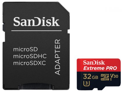 Paměťová karta Sandisk Micro SDHC Extreme Pro 32GB UHS-I U3 (100R/90W) + adaptér
