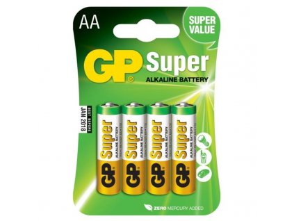 Baterie alkalická GP Super AA, LR06, blistr 4ks