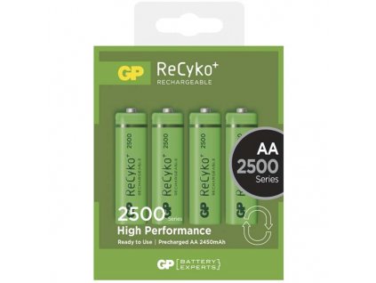 Baterie nabíjecí GP ReCyko+ AA, HR06, 2500mAh, Ni-MH, krabička 4ks