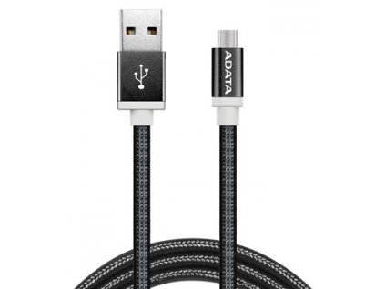 Kabel ADATA USB/micro USB, 1m, pletený - černý