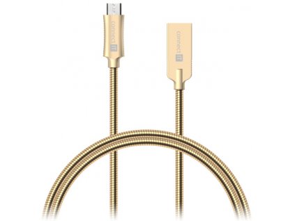 Kabel Connect IT Wirez Steel Knight USB/micro USB, ocelový, opletený, 1m - zlatý